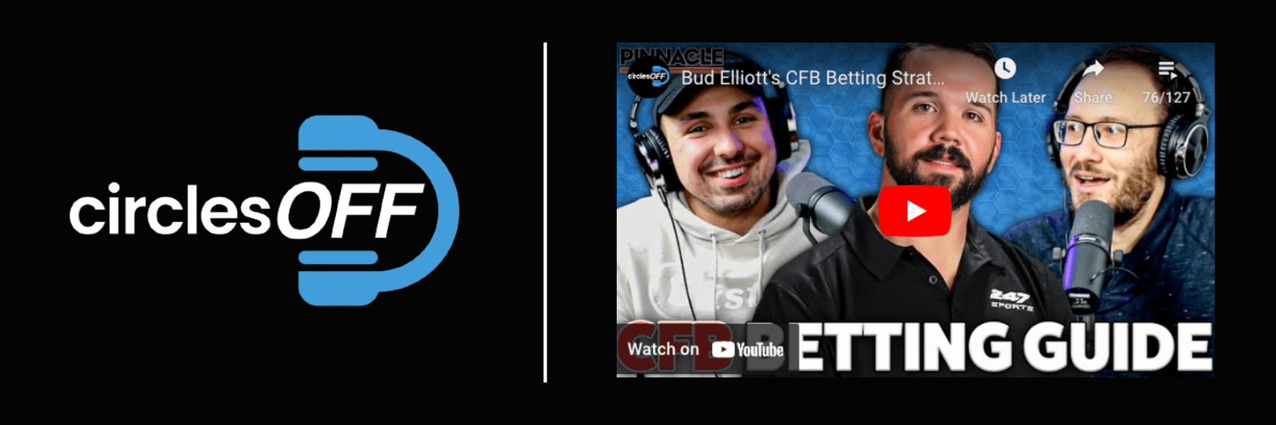 This article reviews Circles Off Episode 85 - Bud Elliott's CFB Betting Strategy and Tips, and covers a wide range of topics related to professional sports betting, winning bettors, and the sports betting industry. Click in to learn more about the episode!