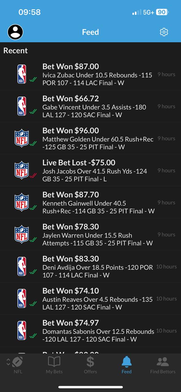 Betstamp Feed with Recent Bet Activity